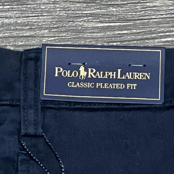 NWT $85 Polo Ralph Lauren Pleated Shorts 50B Big & Tall Classics Navy Blue 50 - Picture 14 of 14